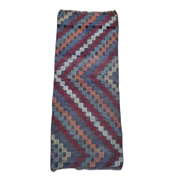 VTG Turkish Rug Hand Woven Wool Antolian Cicim Tapestry Runner 23